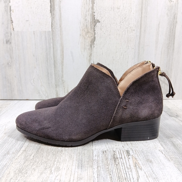 Kenneth Cole Reaction Shoes - Kenneth Cole Reaction‎ Women's Suede Side Skip Gray Brown Suede Ankle Boots #523